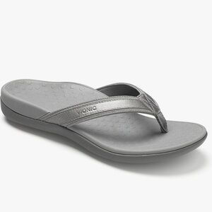VIONIC Women Size 11 Tide II Toe Post Thong Sandals in Pewter Metallic Orthaheel